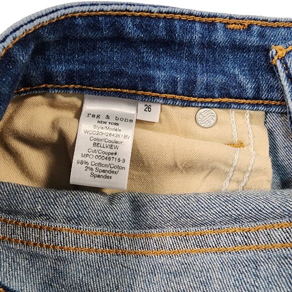 Rag & Bone Dre Low Rise Slim Boyfriend Jeans Womens Size 26 Raw Hem Blue Denim - Picture 6 of 8